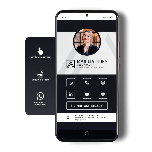 Cartão de visitas digital/virtual para arquiteta