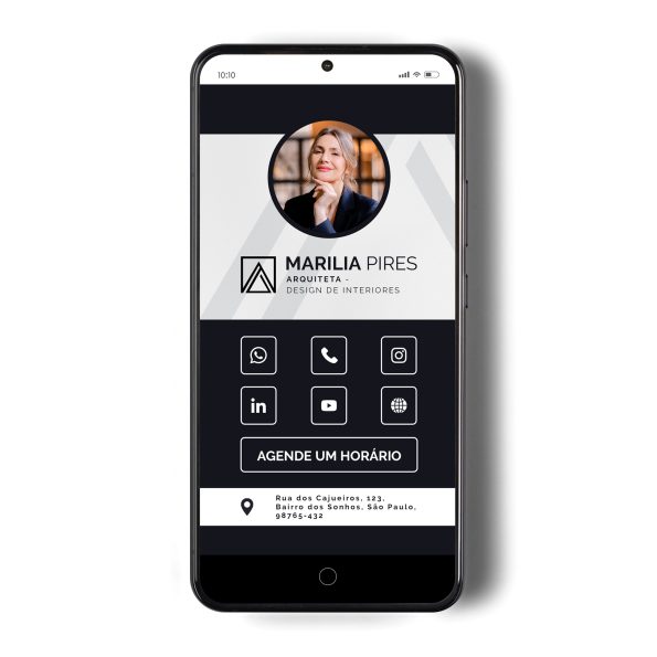 Cartão de visitas digital/virtual para arquiteta